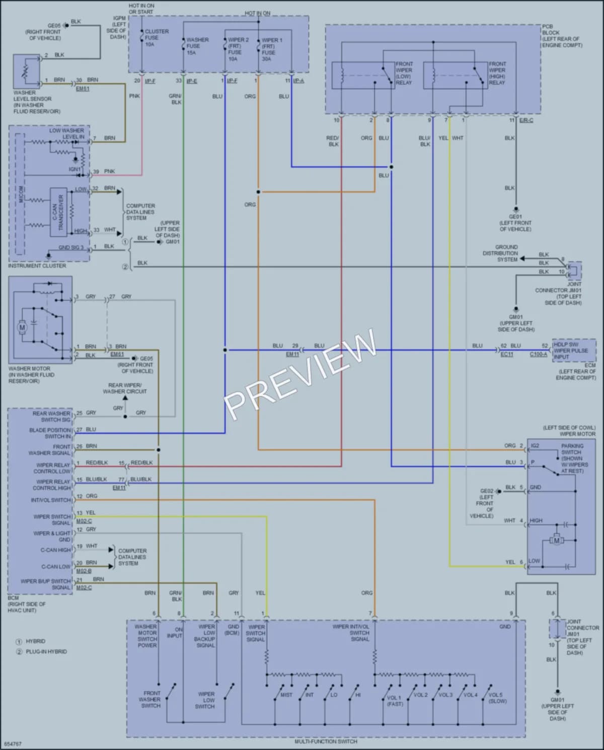 2019 Kia Niro Wiper Washer wiring diagram preview