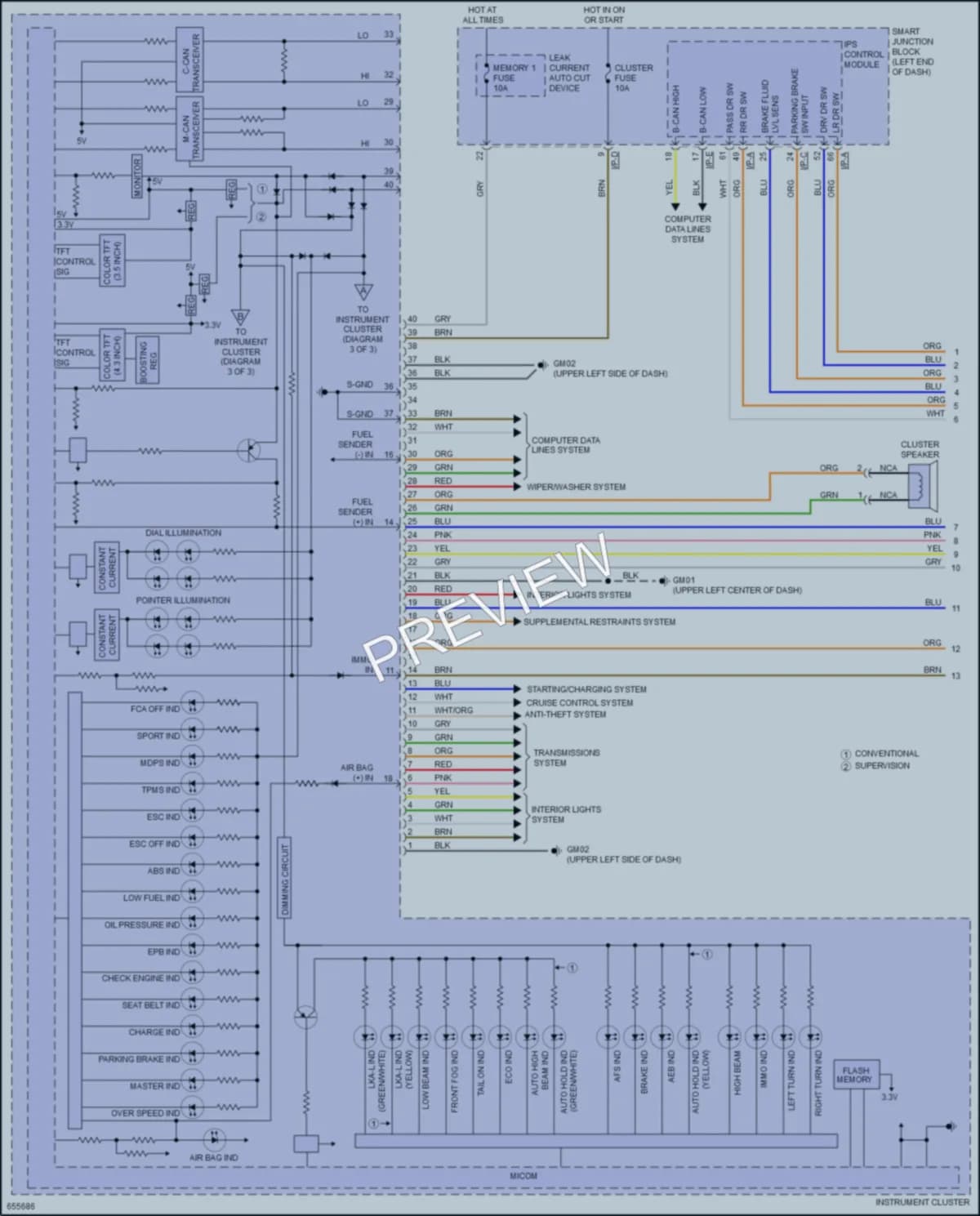 2019 Kia OptimaHybrid Instrument Cluster wiring diagram preview
