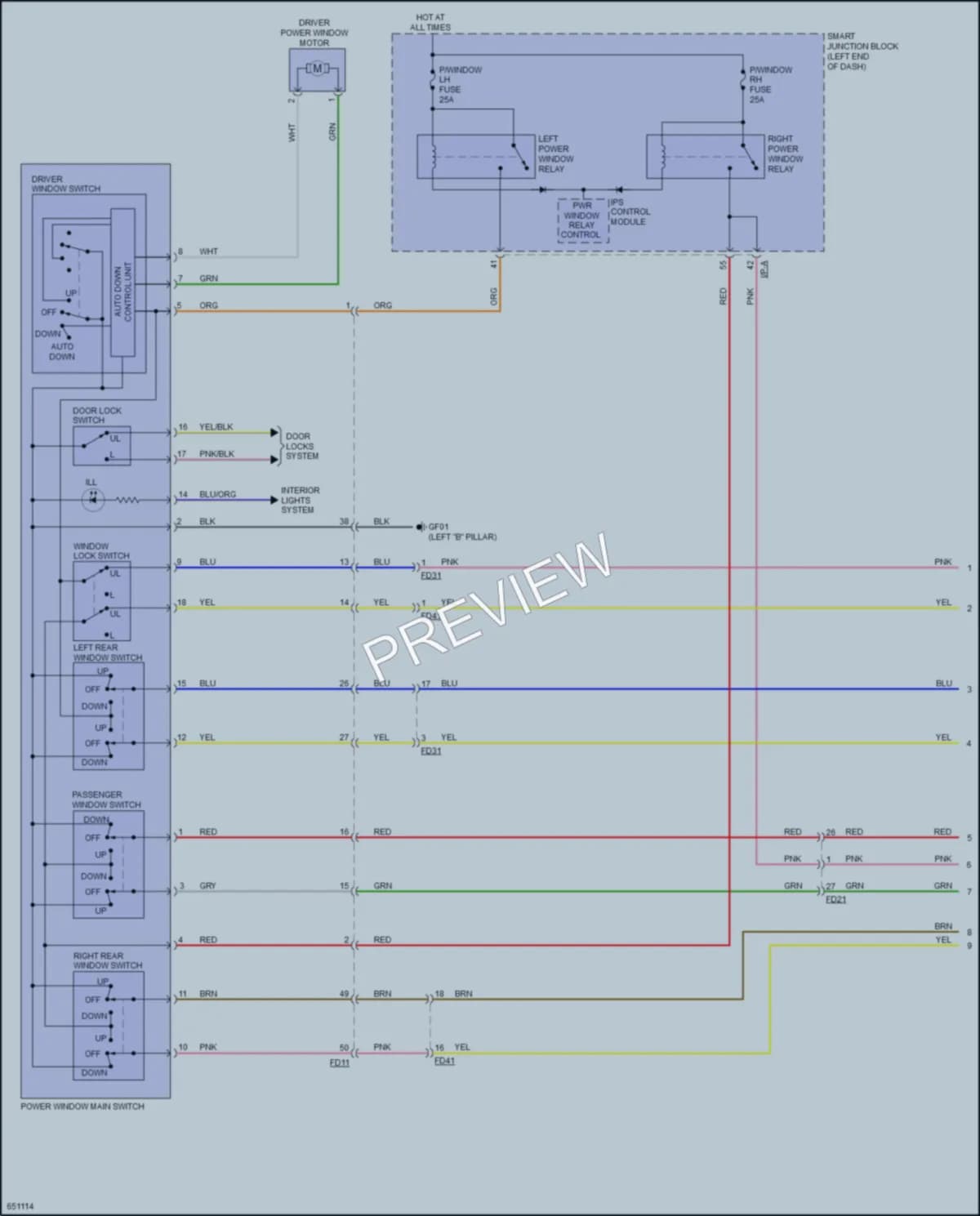 2019 Kia OptimaHybrid Power Windows wiring diagram preview