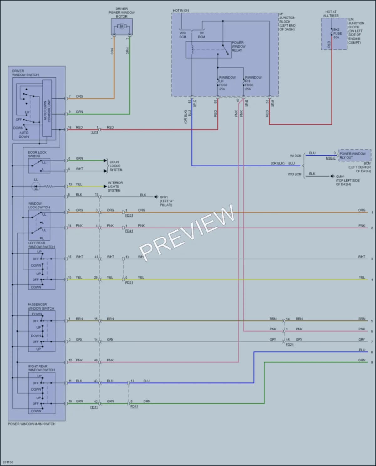 2019 Kia Rio Power Windows wiring diagram preview