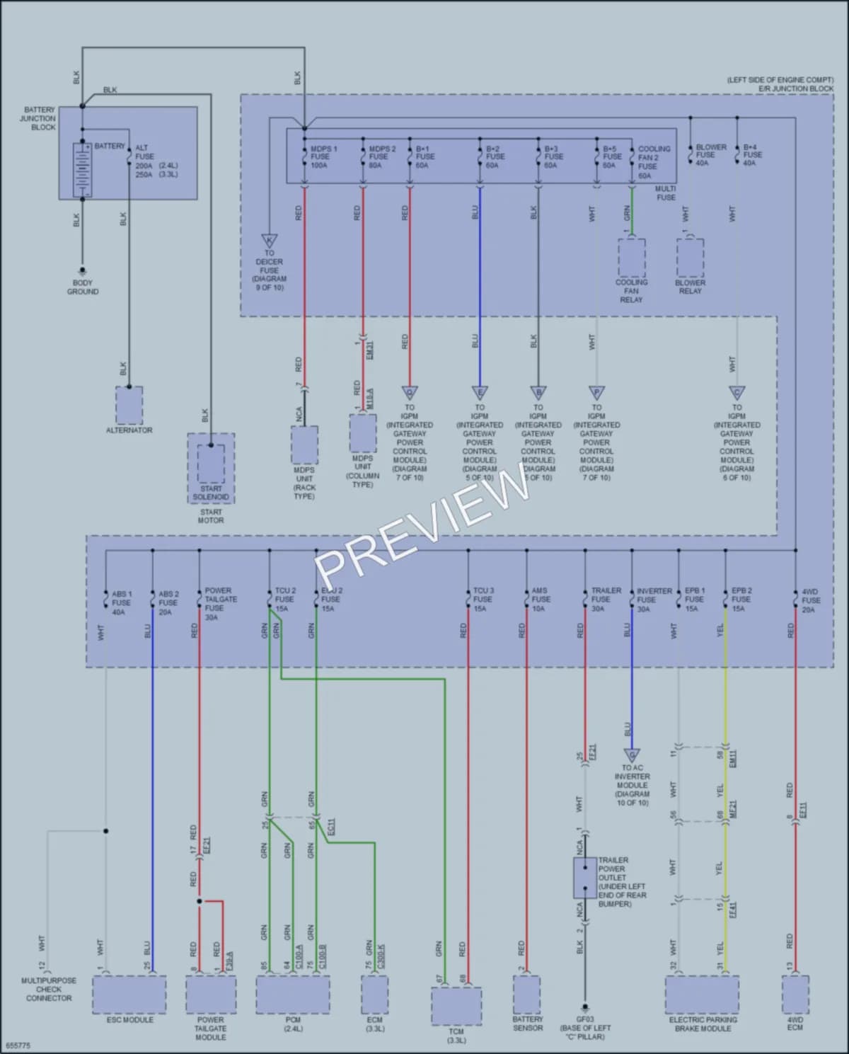 2019 Kia Sorento Power Distribution wiring diagram preview