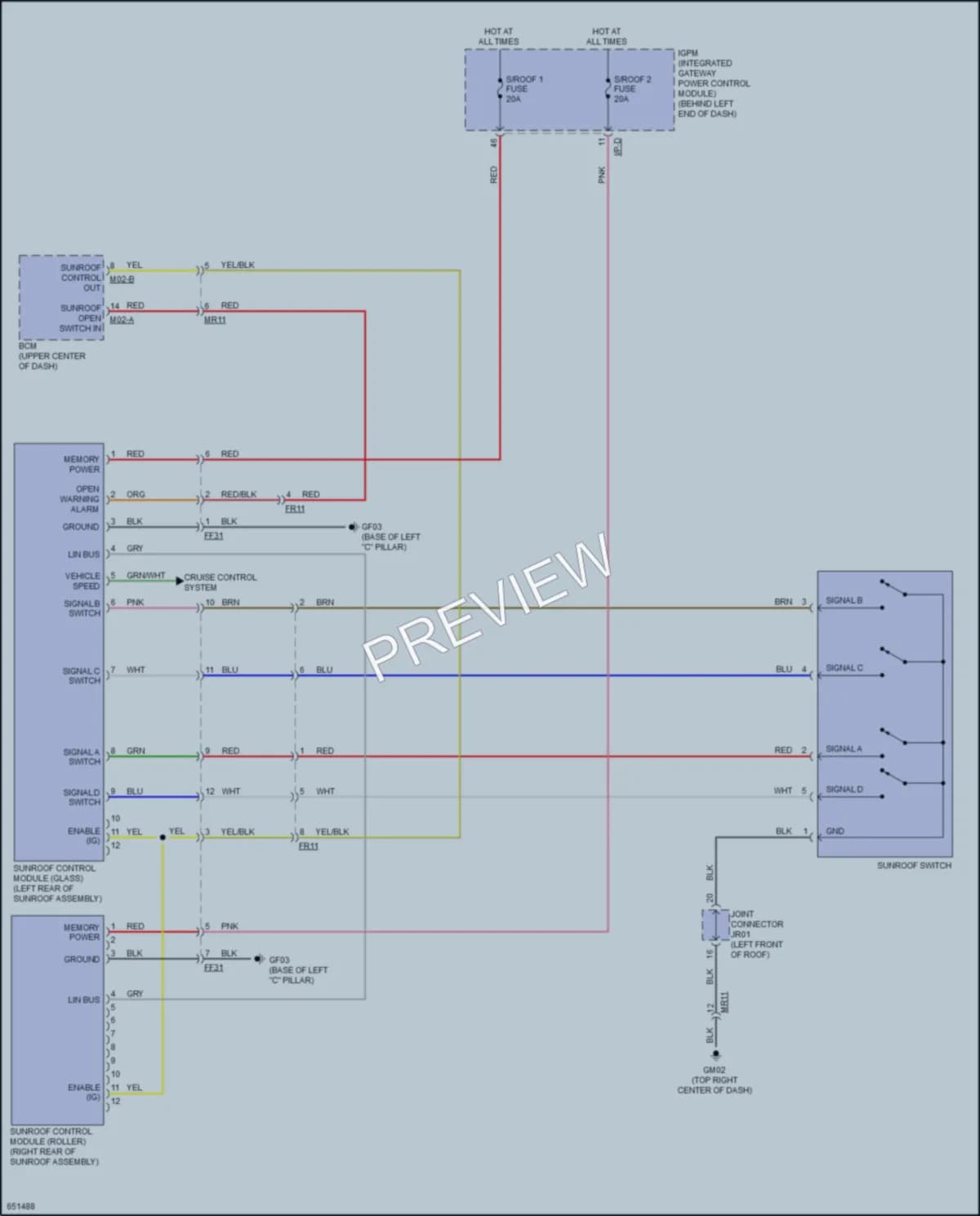 2019 Kia Sorento Power Top Sunroof wiring diagram preview