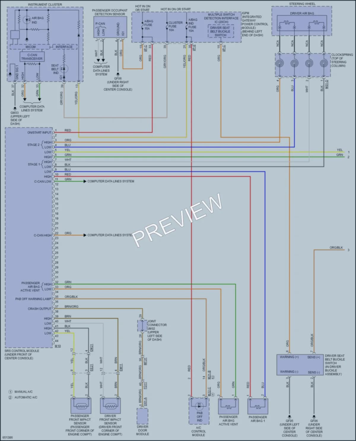 2019 Kia Sorento Supplemental Restraints wiring diagram preview
