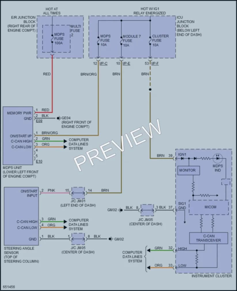 2019 Kia Stinger Electronic Power Steering wiring diagram preview