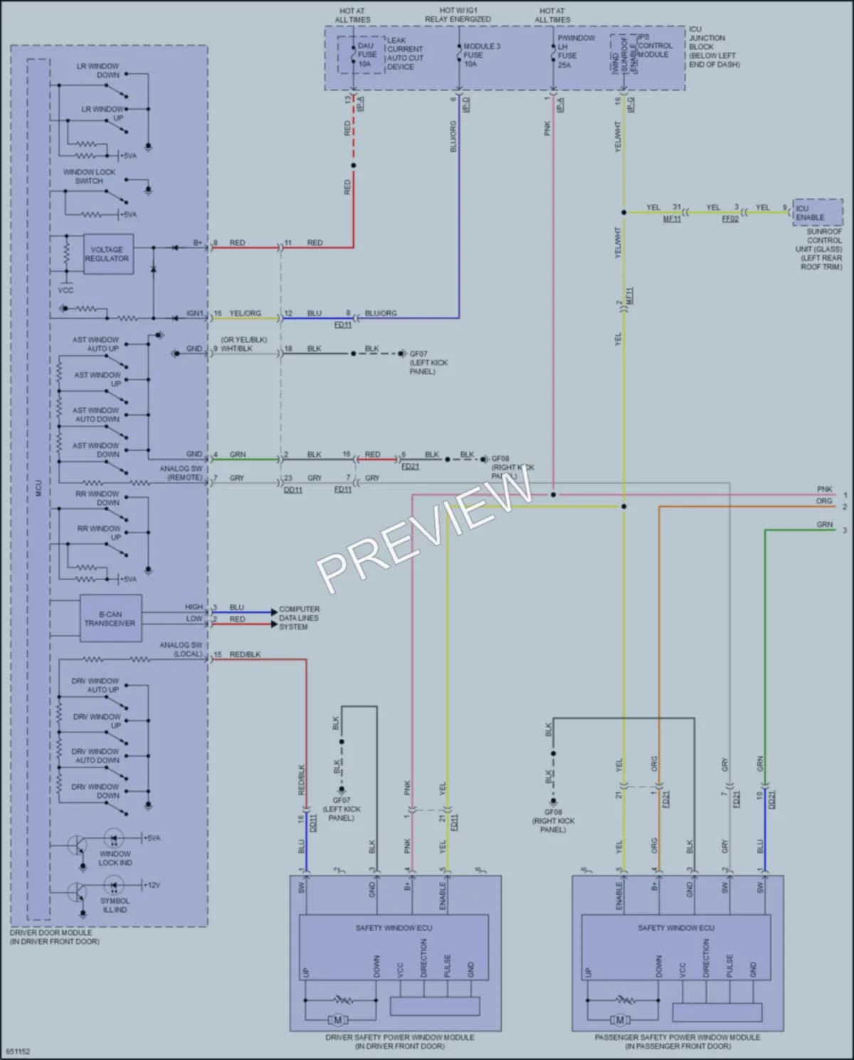 2019 Kia Stinger Power Windows wiring diagram preview
