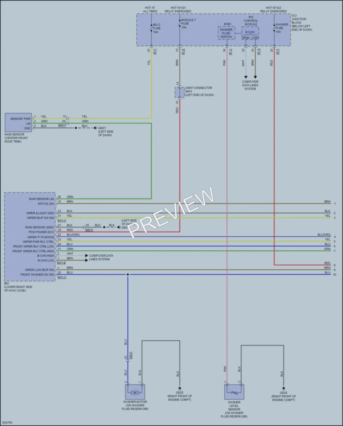 2019 Kia Stinger Wiper Washer wiring diagram preview