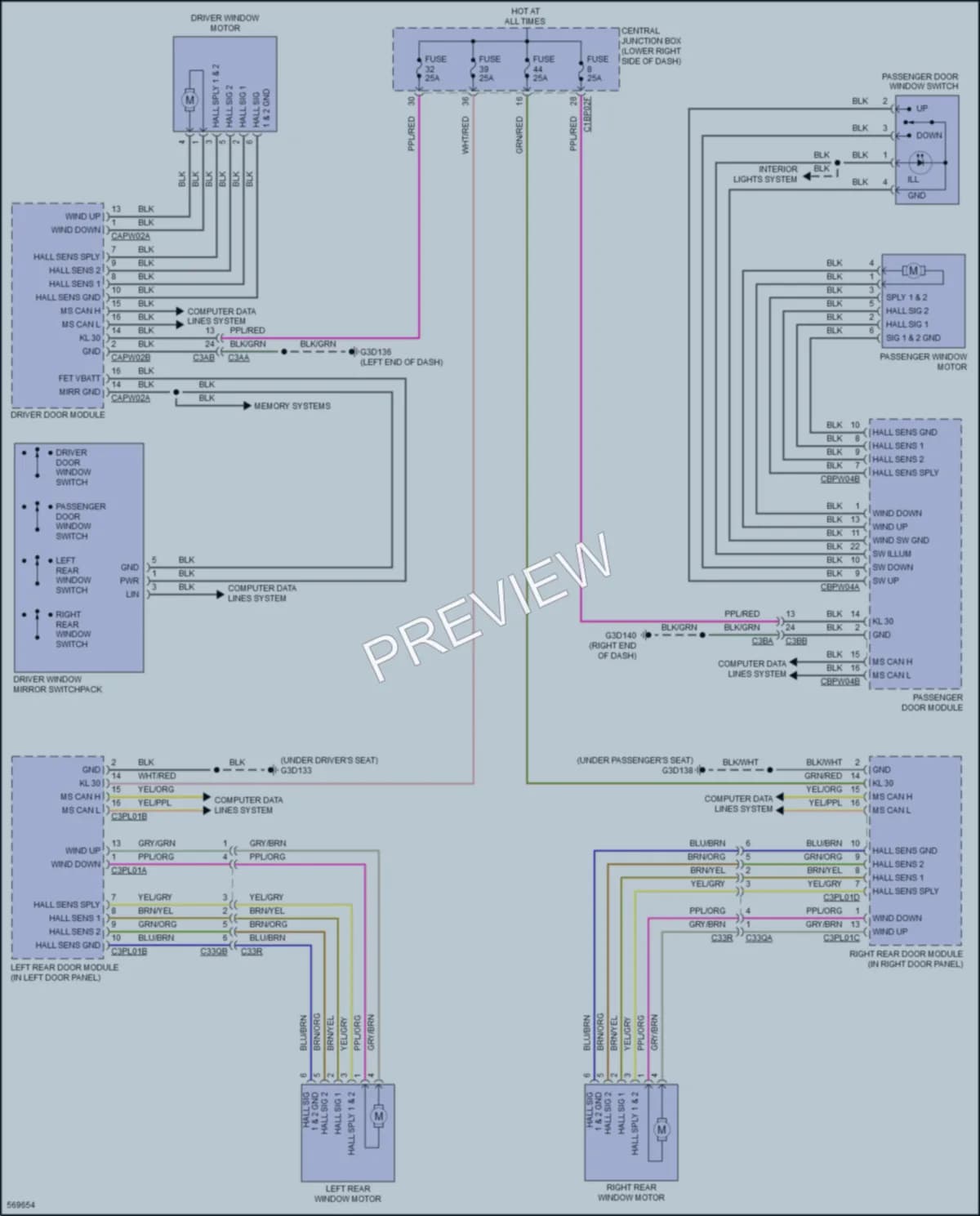 2019 LandRover RangeRoverEvoque Power Windows wiring diagram preview