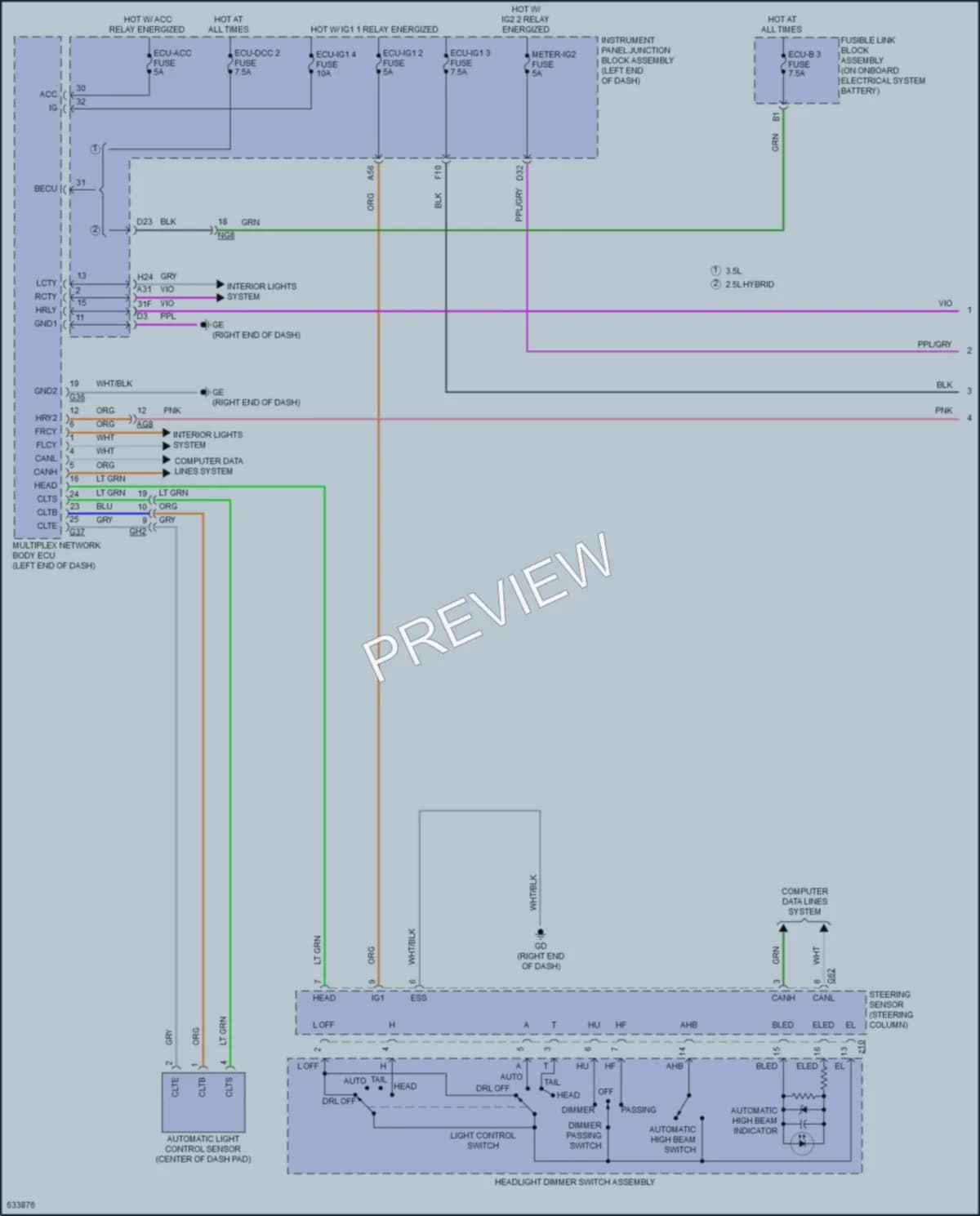 2019 Lexus ES300h Headlights wiring diagram preview