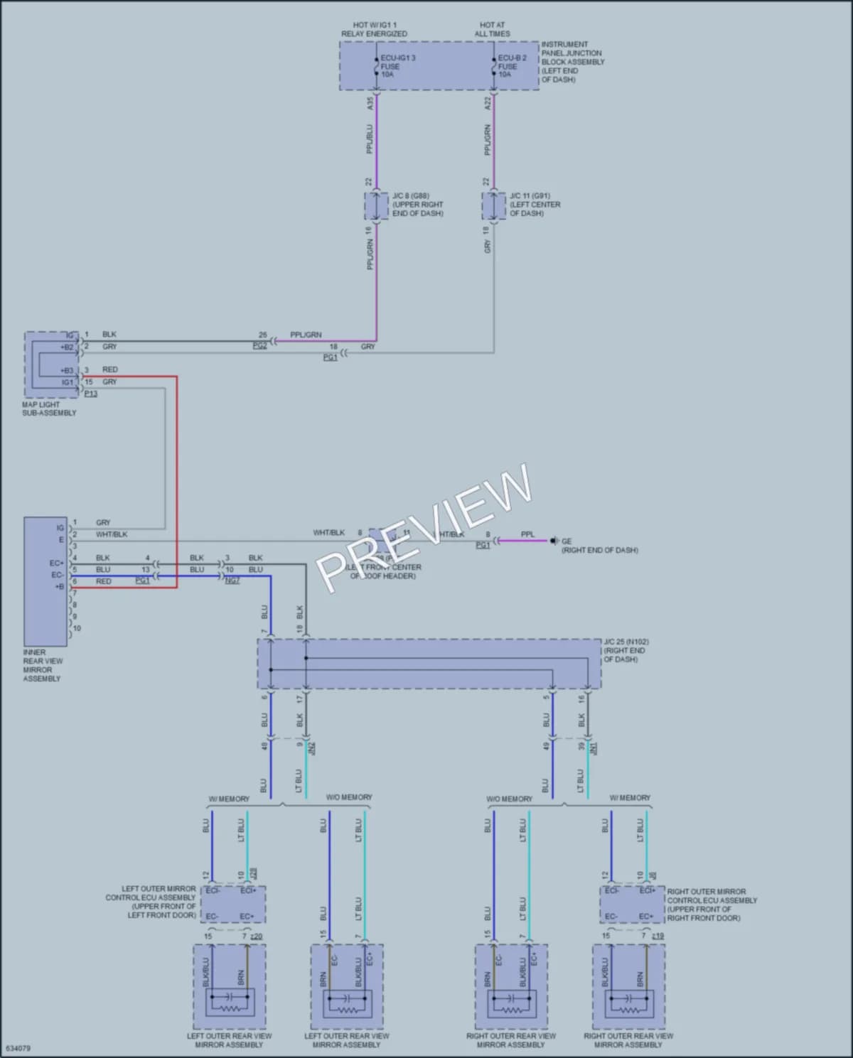 2019 Lexus ES300h Power Mirrors wiring diagram preview