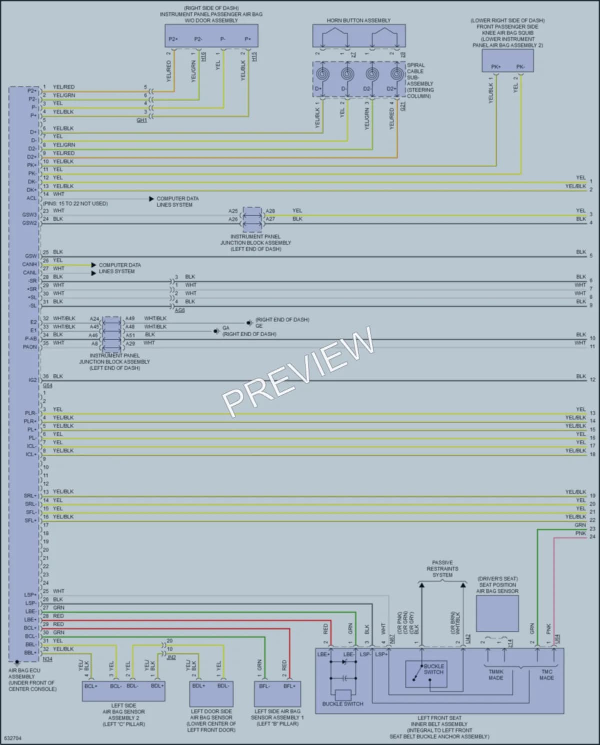 2019 Lexus ES300h Supplemental Restraints wiring diagram preview