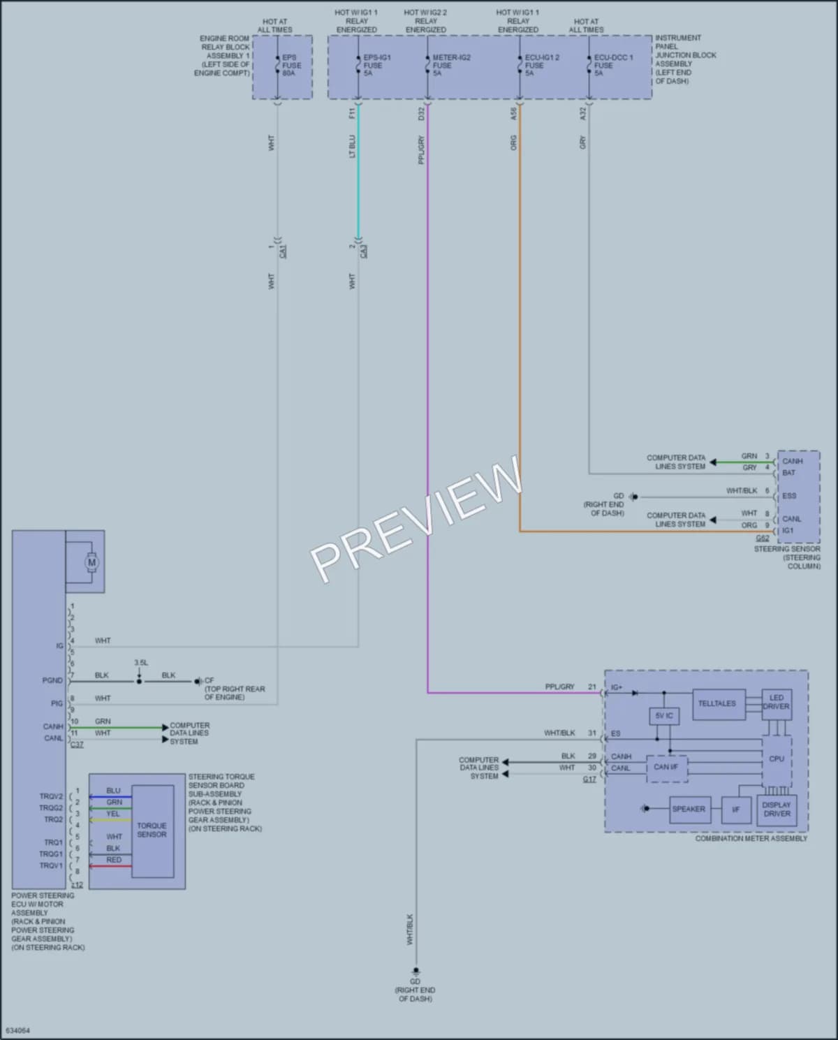 2019 Lexus ES350 Electronic Power Steering wiring diagram preview
