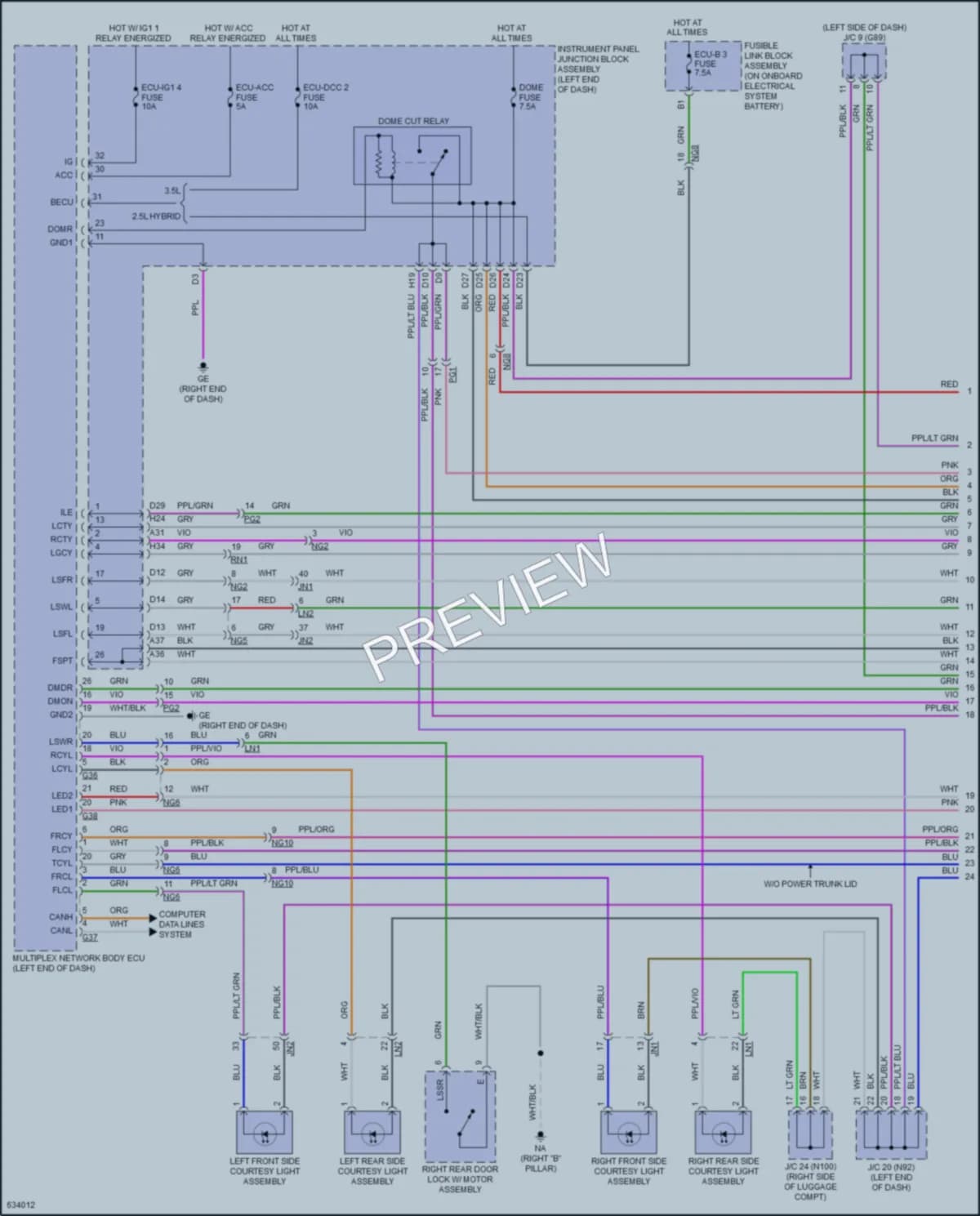 2019 Lexus ES350 Interior Lights wiring diagram preview