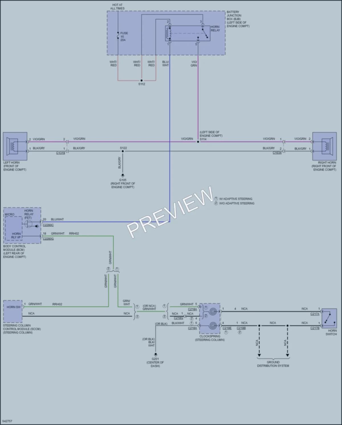 2019 Lincoln Continental Horn wiring diagram preview