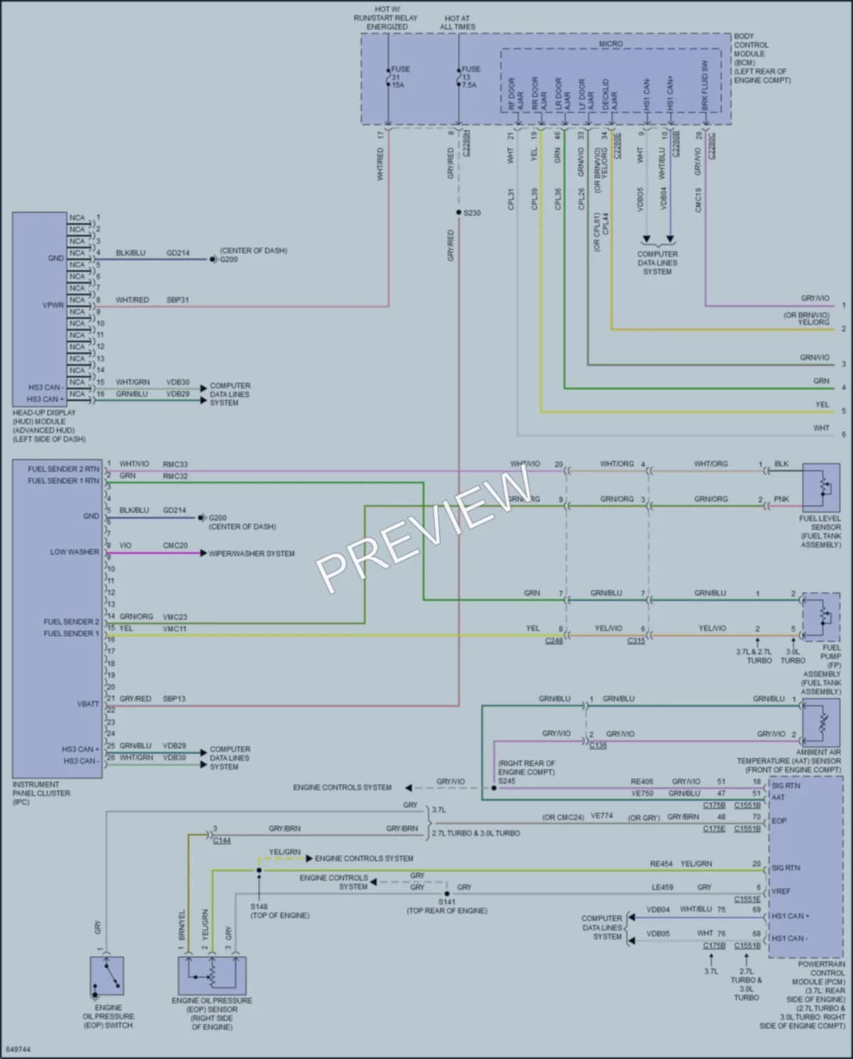 2019 Lincoln Continental Instrument Cluster wiring diagram preview