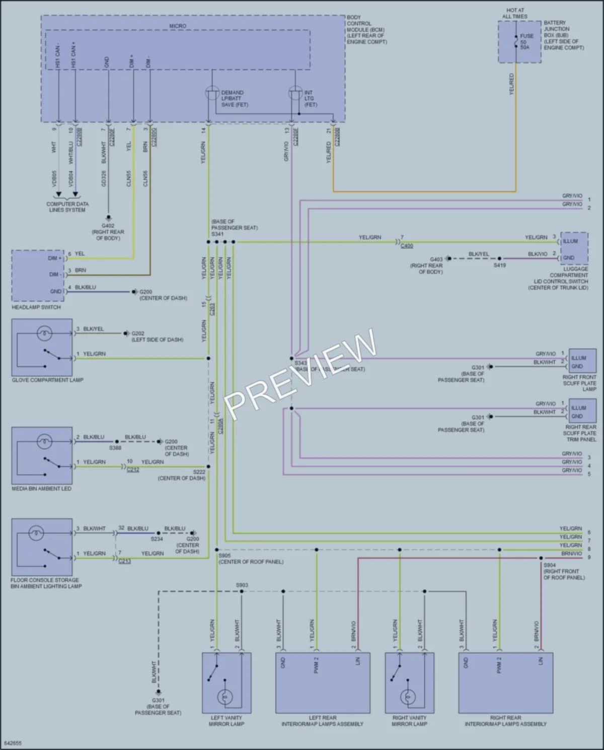 2019 Lincoln Continental Interior Lights wiring diagram preview
