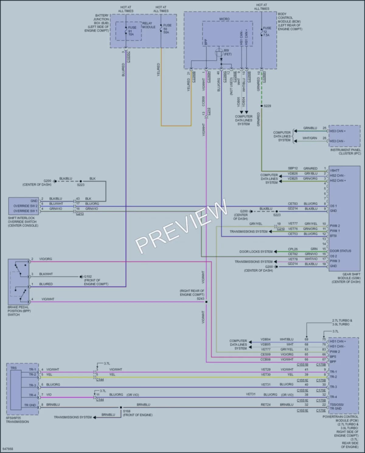 2019 Lincoln Continental Shift Interlock wiring diagram preview