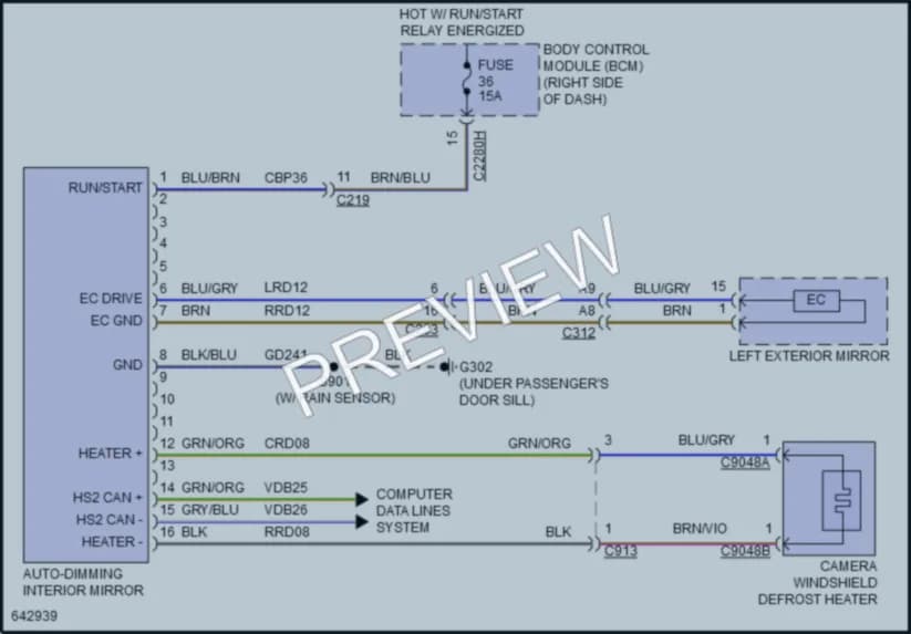 2019 Lincoln MKC Power Mirrors wiring diagram preview