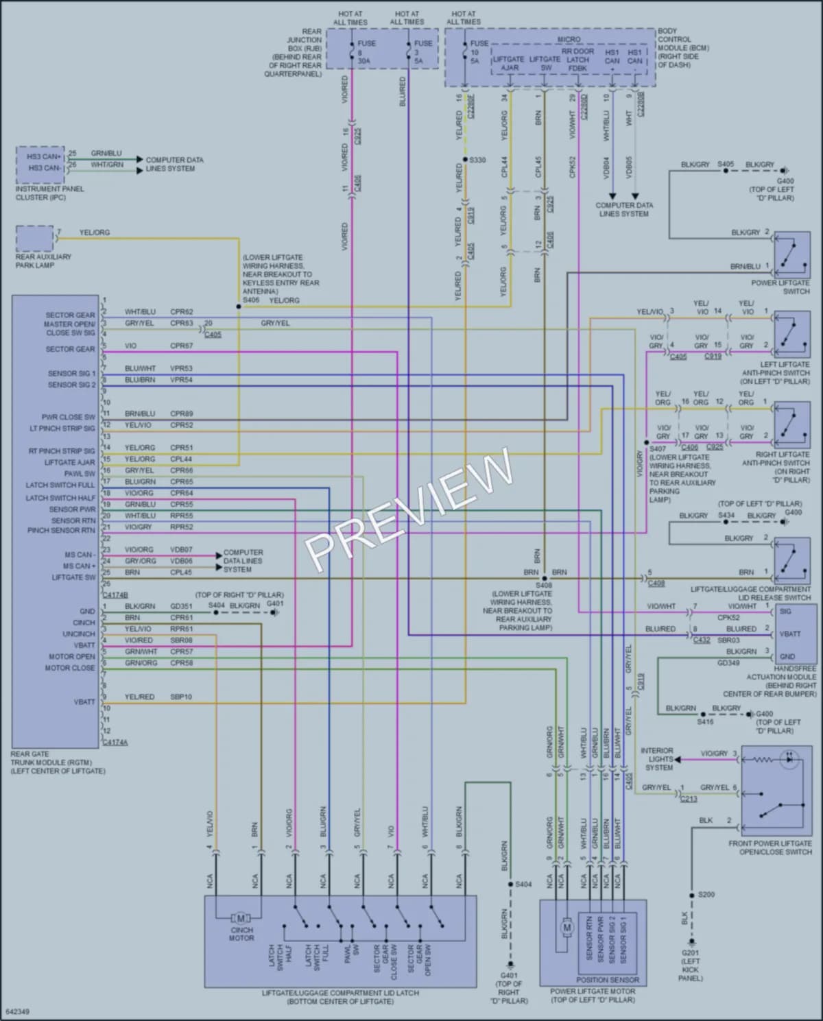 2019 Lincoln MKC Trunk Tailgate Fuel Door wiring diagram preview