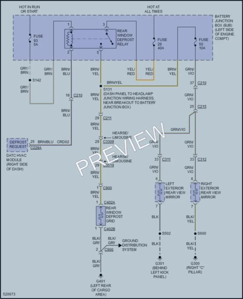 2019 Lincoln MKT Defoggers wiring diagram preview