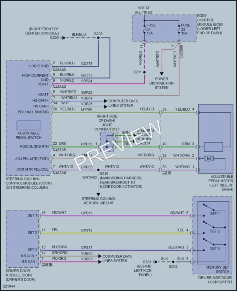 2019 Lincoln MKT Memory Systems wiring diagram preview