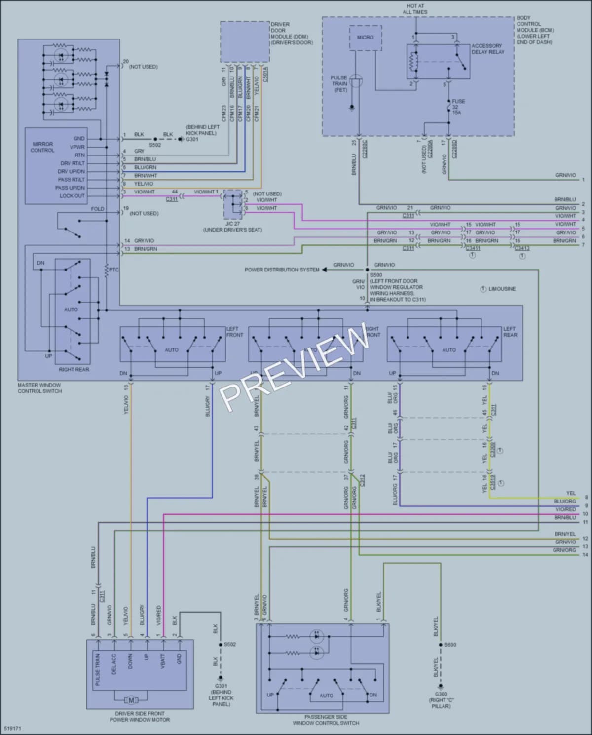 2019 Lincoln MKT Power Windows wiring diagram preview