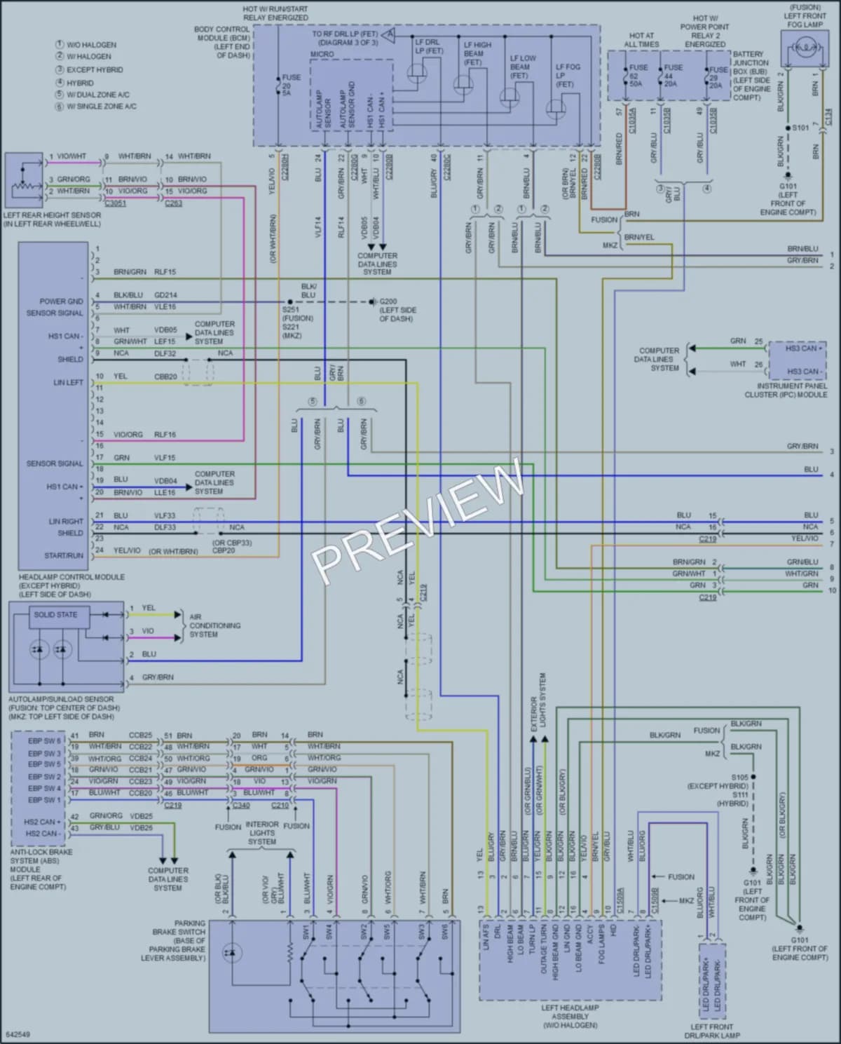 2019 Lincoln MKZ Headlights wiring diagram preview