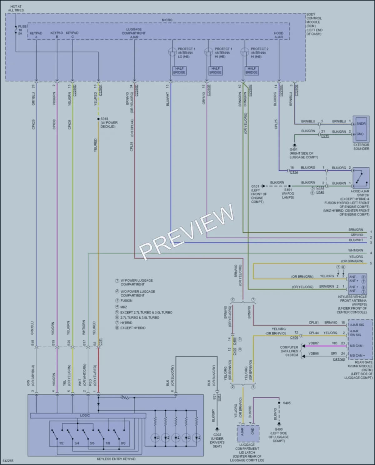 2019 Lincoln MKZHybrid Anti Theft wiring diagram preview