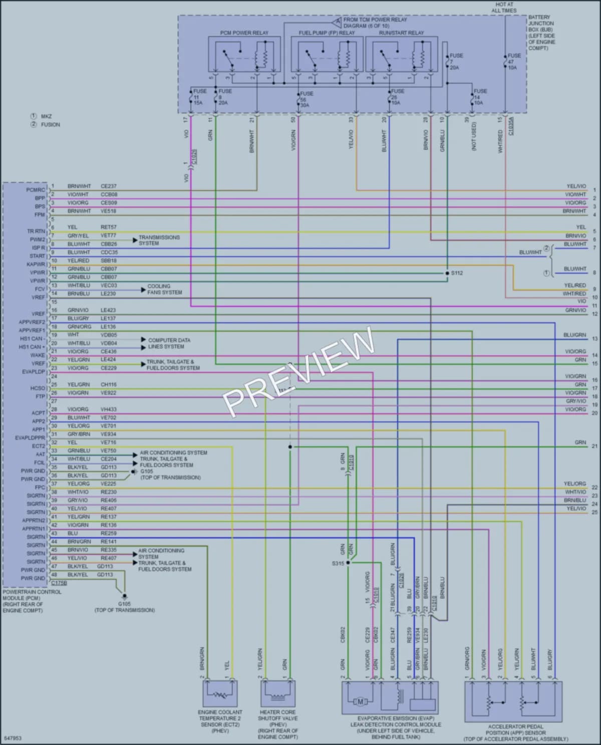 2019 Lincoln MKZHybrid Engine Performance wiring diagram preview