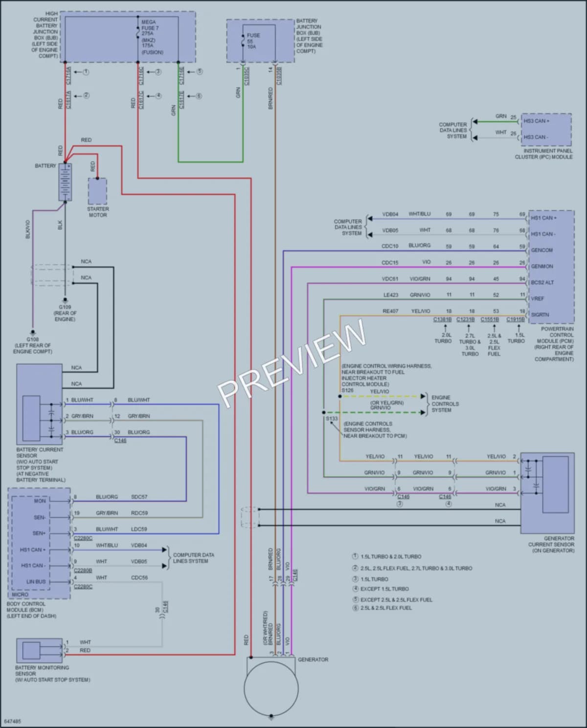 2019 Lincoln MKZHybrid Starting Charging wiring diagram preview