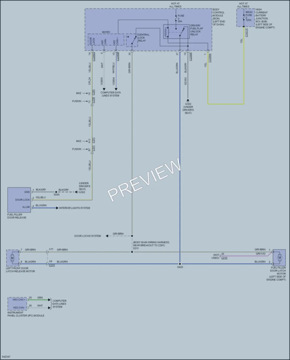 2019 Lincoln MKZHybrid Trunk Tailgate Fuel Door wiring diagram preview