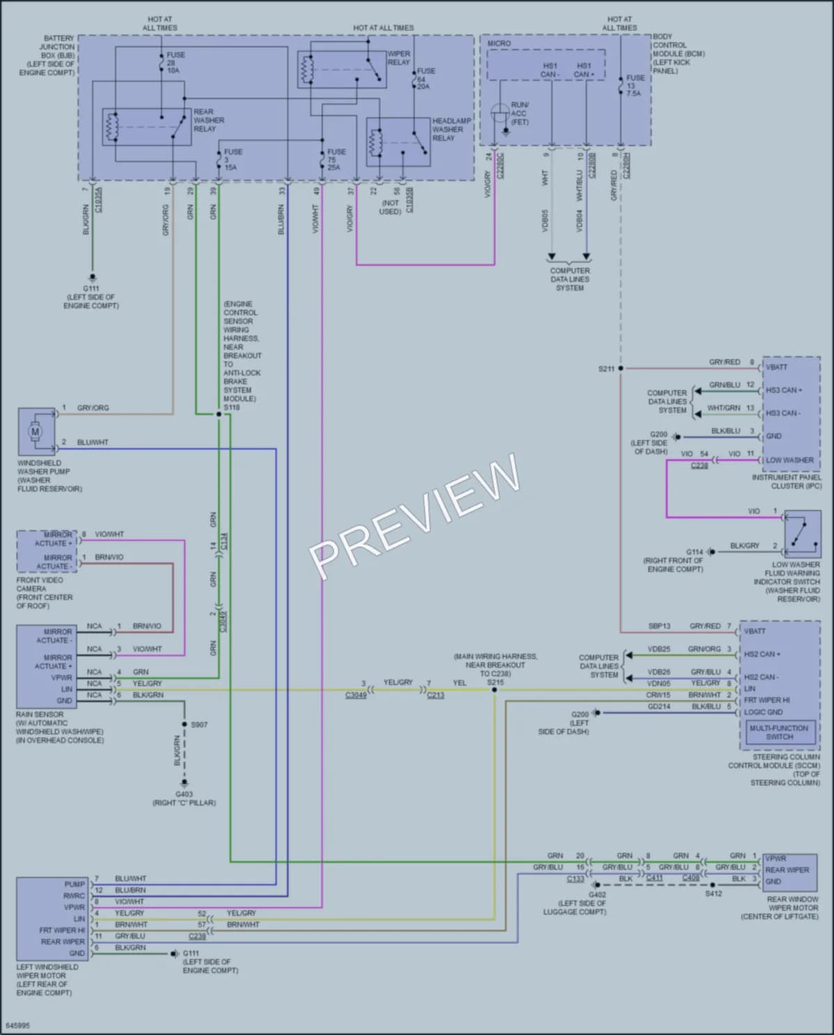 2019 Lincoln Nautilus Wiper Washer wiring diagram preview