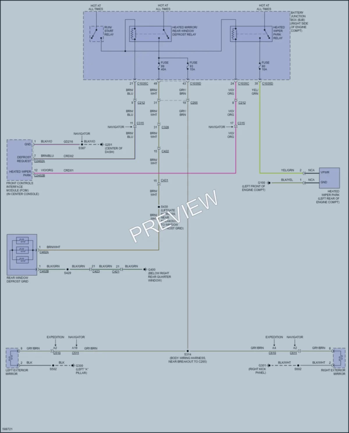 2019 Lincoln Navigator Defoggers wiring diagram preview