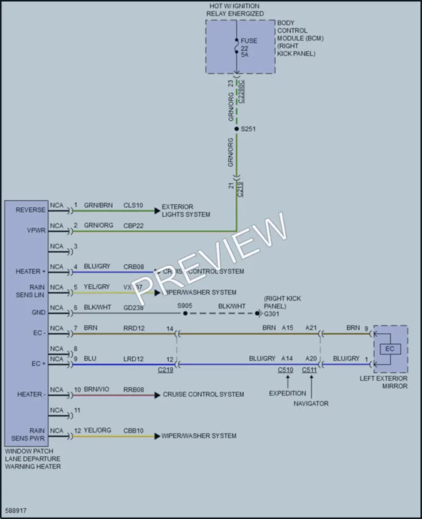 2019 Lincoln Navigator Power Mirrors wiring diagram preview