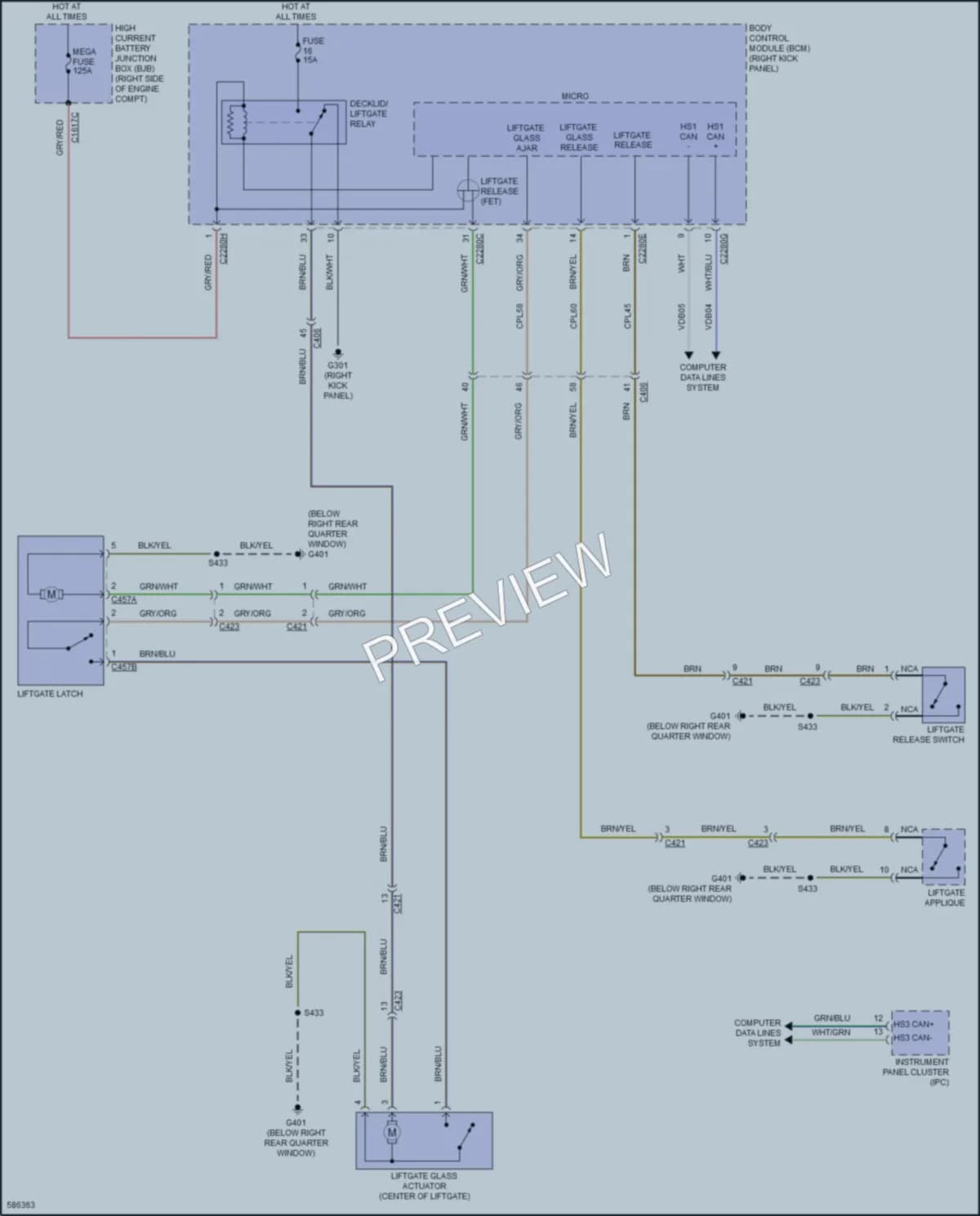 2019 Lincoln Navigator Trunk Tailgate Fuel Door wiring diagram preview
