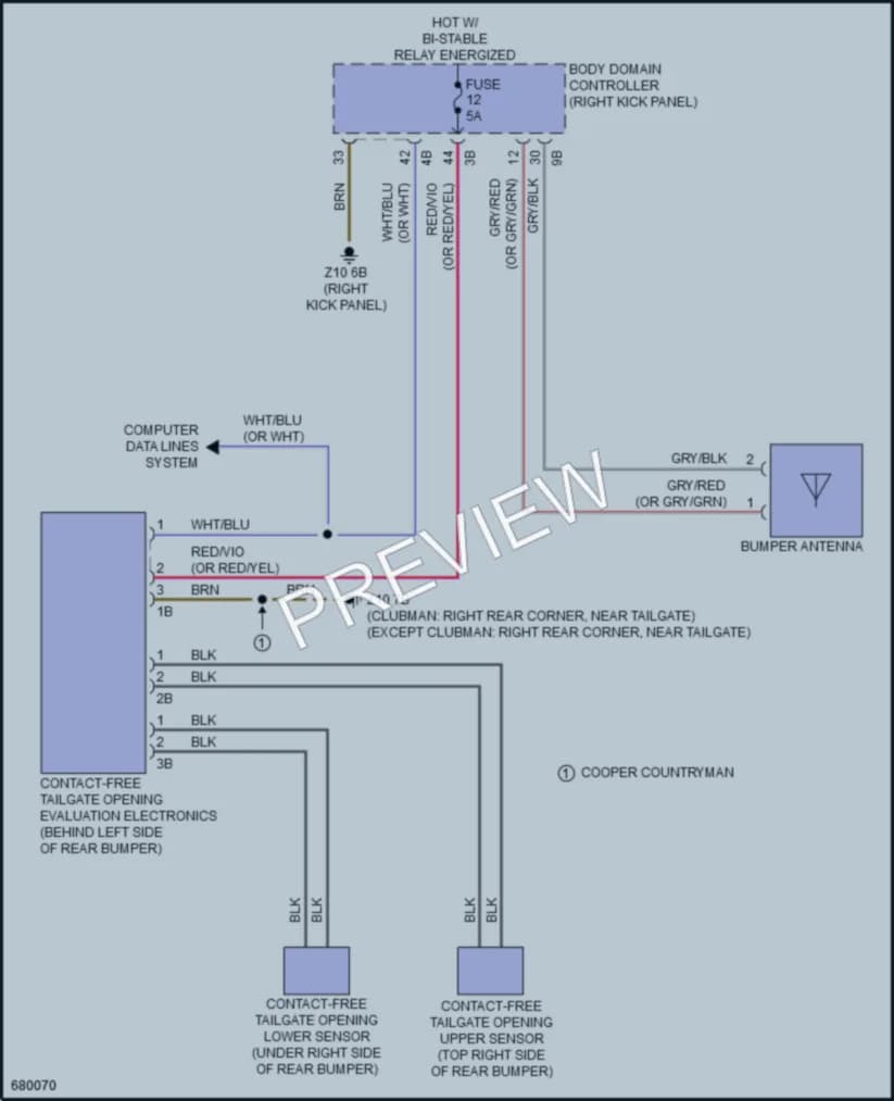 2019 MINI CooperClubman Trunk Tailgate Fuel Door wiring diagram preview