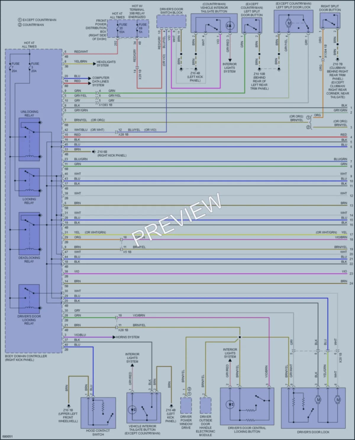 2019 MINI CooperCountryman Power Door Locks wiring diagram preview