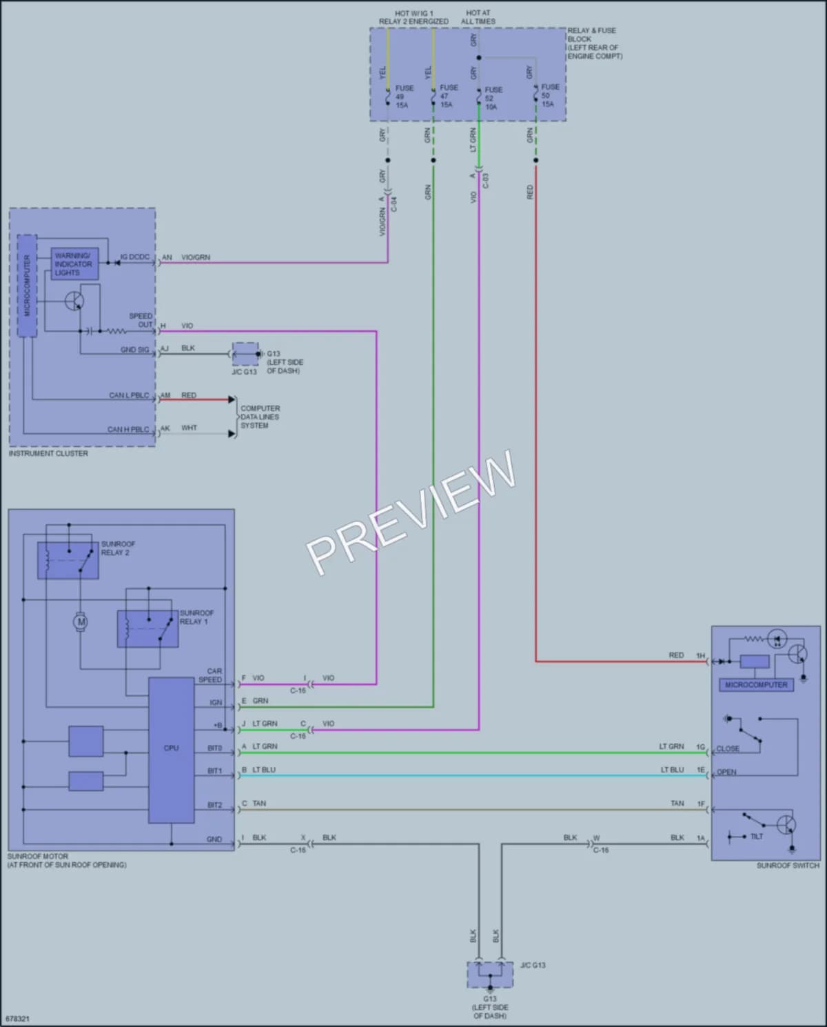 2019 Mazda 3 Power Top Sunroof wiring diagram preview