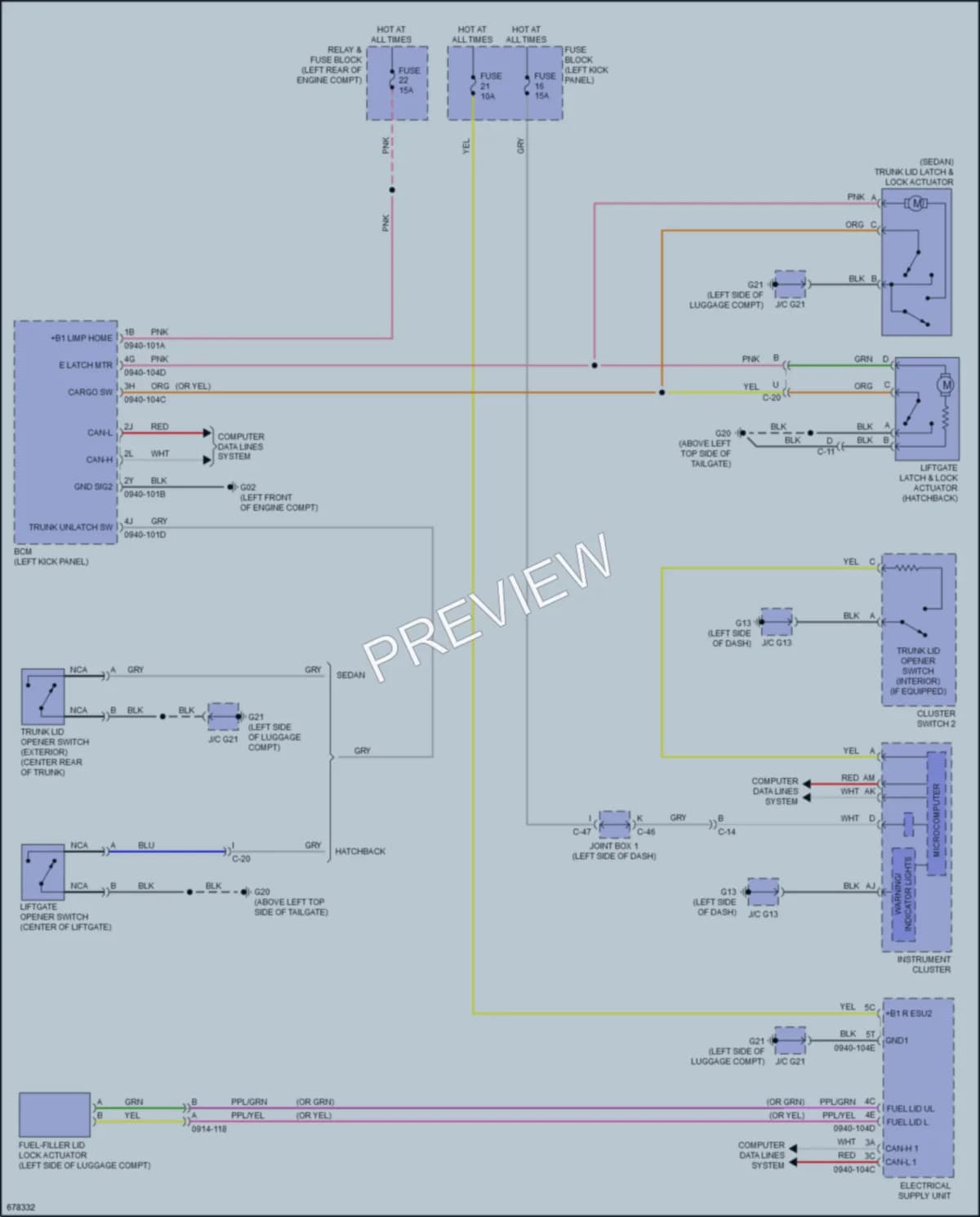 2019 Mazda 3 Trunk Tailgate Fuel Door wiring diagram preview
