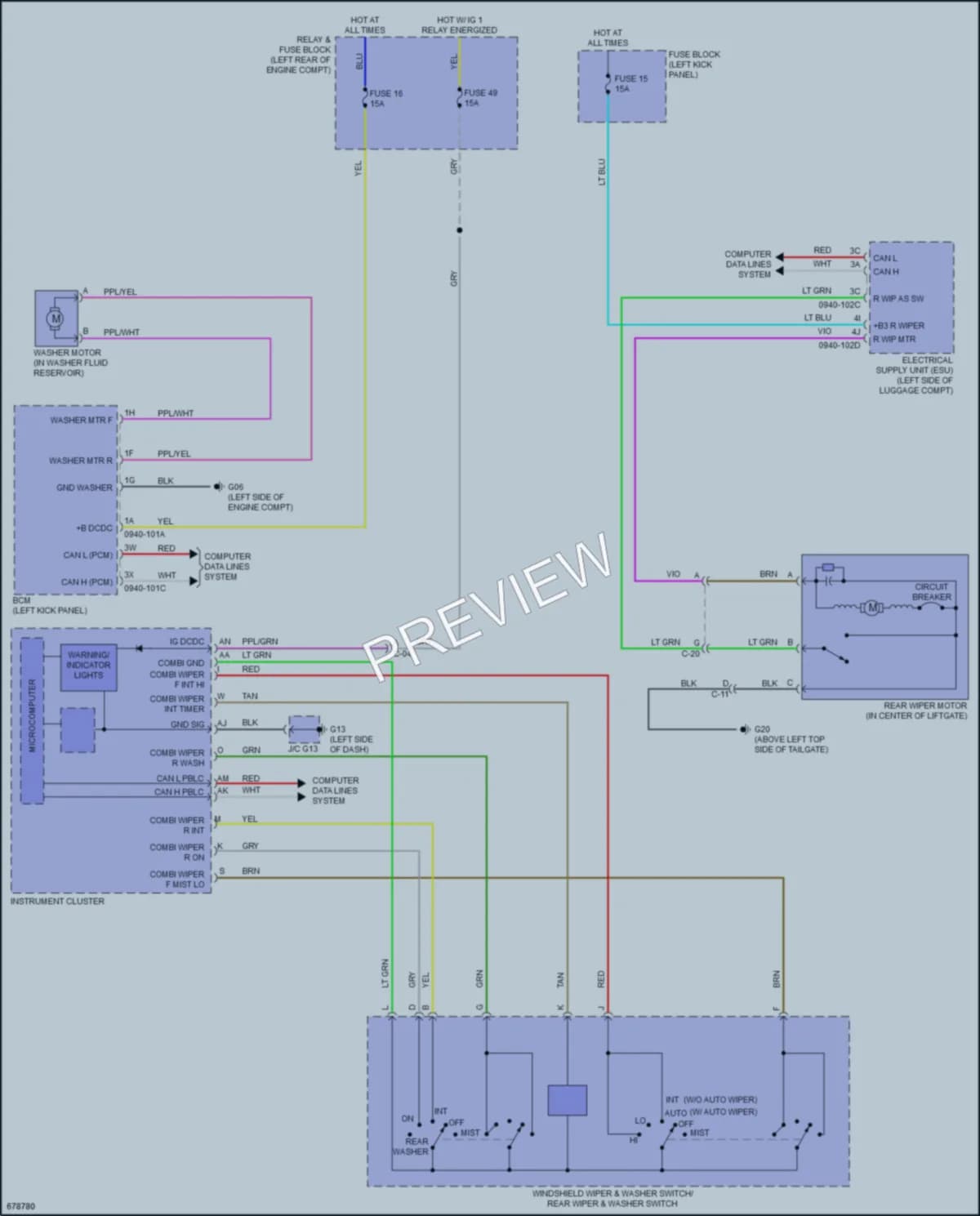 2019 Mazda 3 Wiper Washer wiring diagram preview