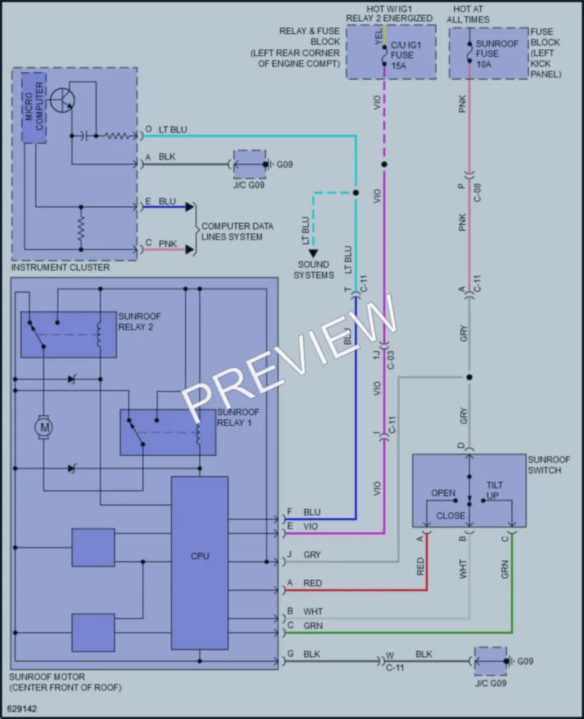 2019 Mazda 6 Power Top Sunroof wiring diagram preview