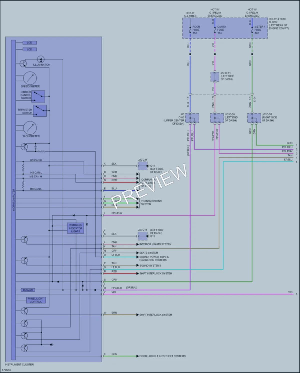 2019 Mazda CX5 Instrument Cluster wiring diagram preview