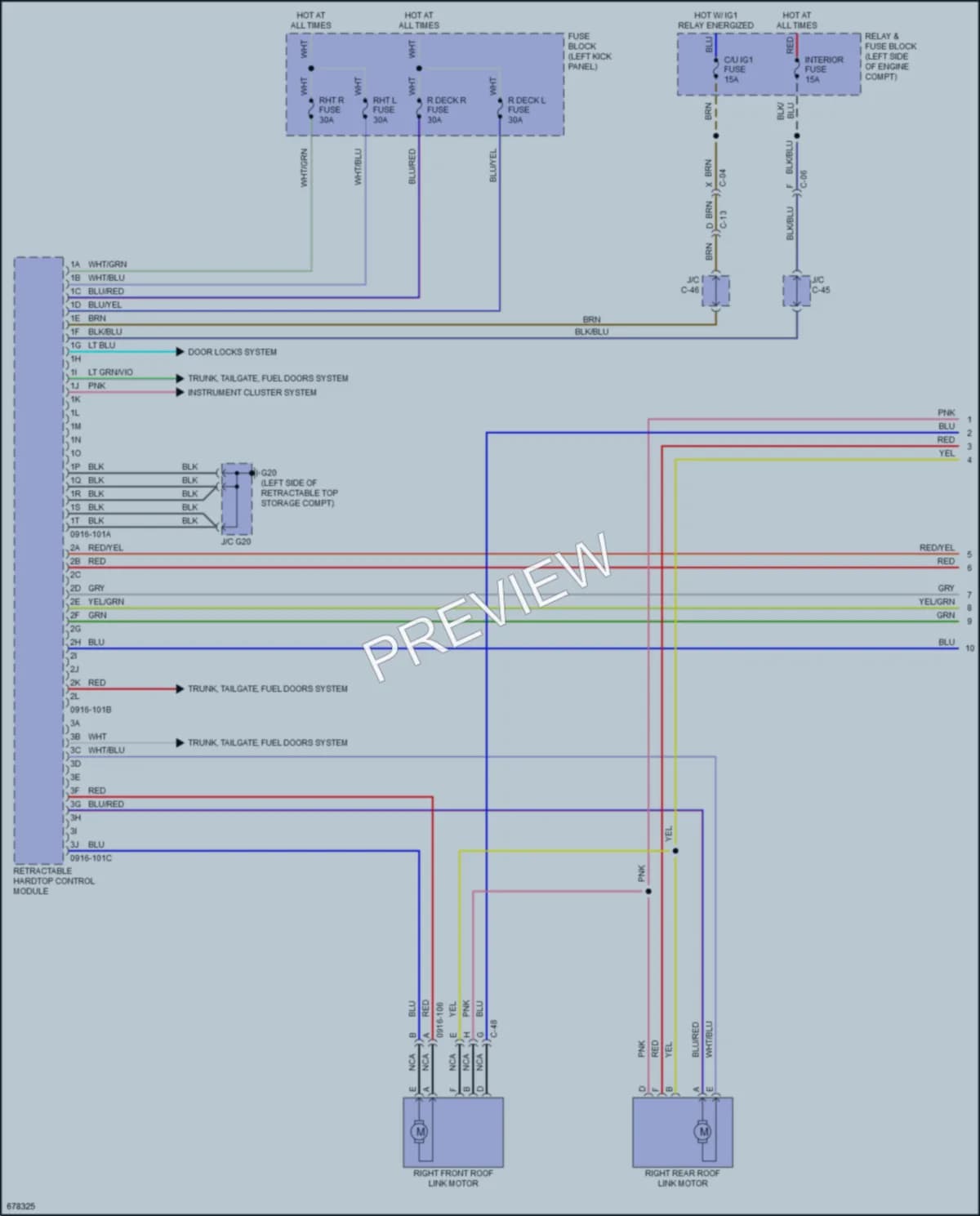 2019 Mazda MX5MiataRF Power Top Sunroof wiring diagram preview