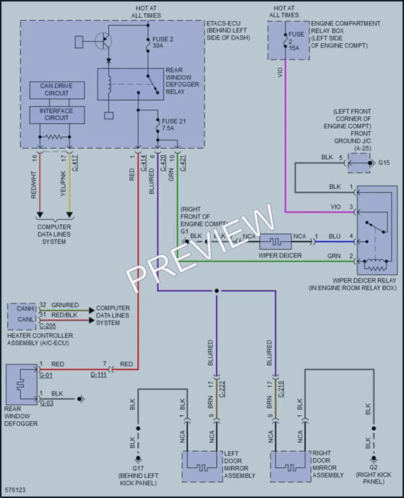 2019 Mitsubishi Outlander Defoggers wiring diagram preview