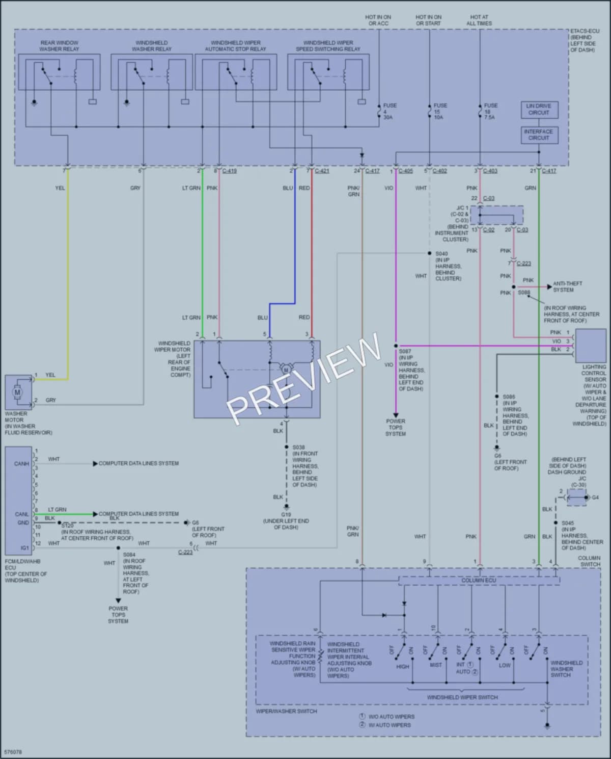 2019 Mitsubishi Outlander Wiper Washer wiring diagram preview