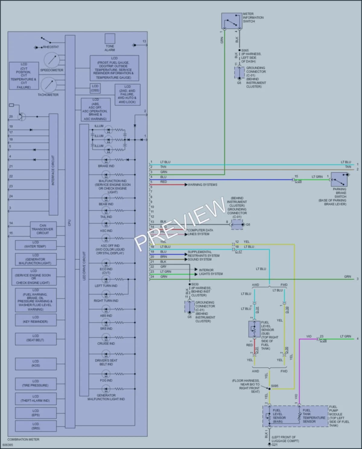 2019 Mitsubishi OutlanderSport Instrument Cluster wiring diagram preview