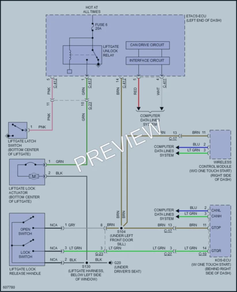 2019 Mitsubishi OutlanderSport Trunk Tailgate Fuel Door wiring diagram preview