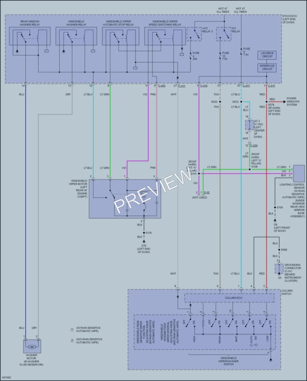 2019 Mitsubishi OutlanderSport Wiper Washer wiring diagram preview