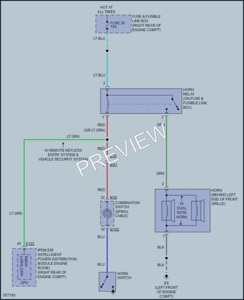 2019 Nissan Frontier Horn wiring diagram preview