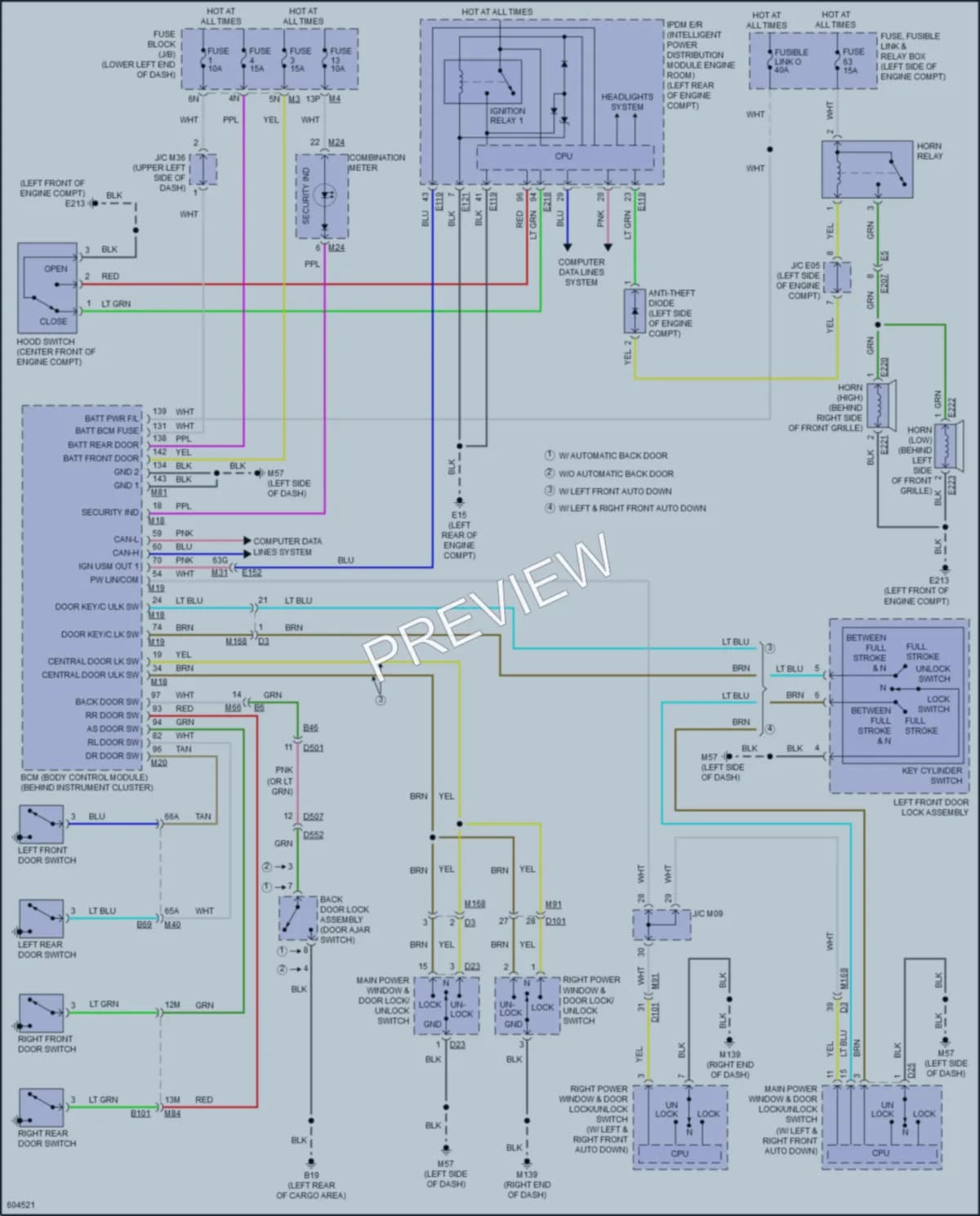 2019 Porsche Pathfinder Anti Theft wiring diagram preview