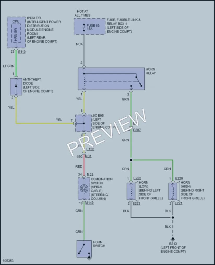 2019 Porsche Pathfinder Horn wiring diagram preview
